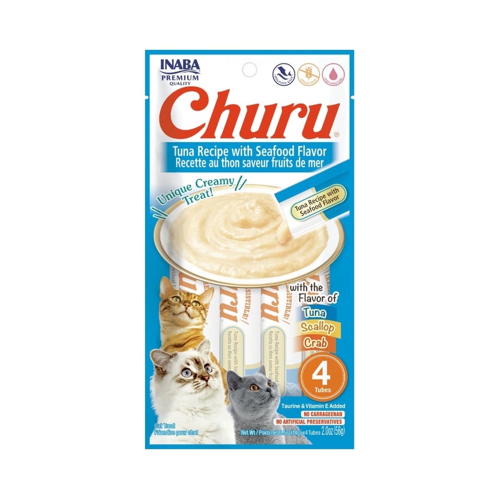 Churu Cat Tuna Recipe with Seafood Flavor 14 Gr x 4 Tubes