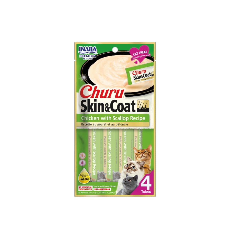 Churu Skin & Coat Chicken with Scallop Recipe 14 Gr x 4 Tubes