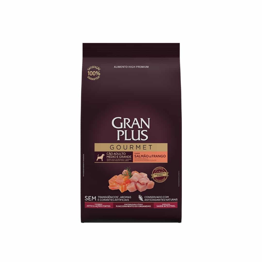 Granplus Gourmet Perro Adulto Mediano y Grande Sabor Salmón y Pollo