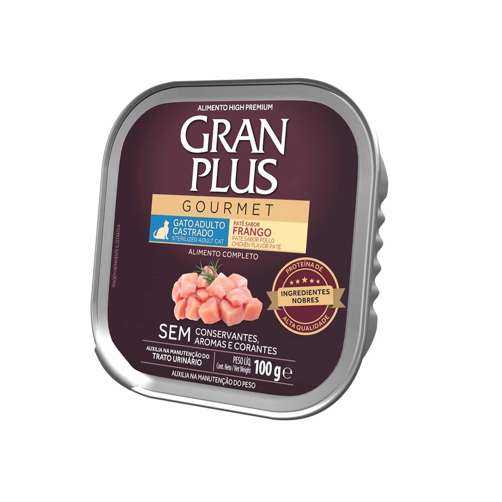 Gran Plus Paté Gourmet Gato Adulto Castrado Tracto Urinario Sabor Pollo