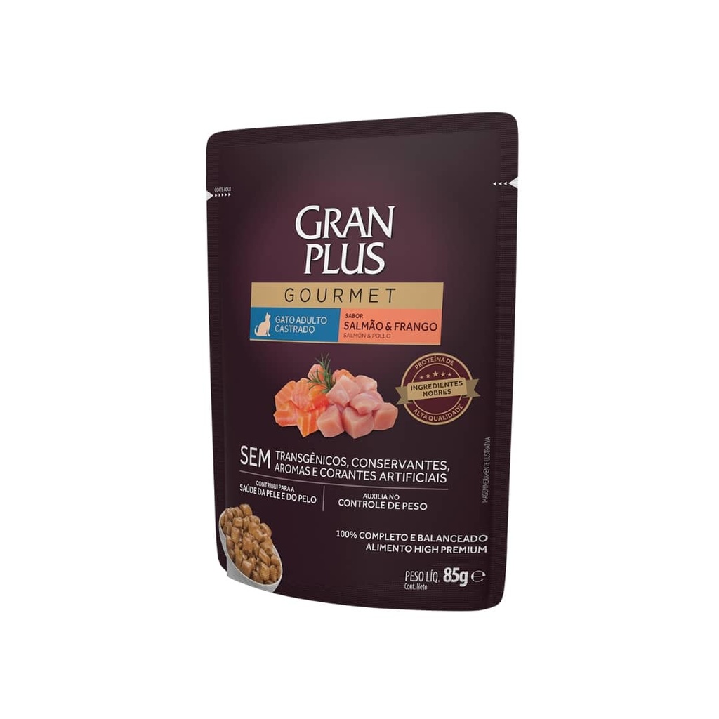 Gran Plus Sache Gourmet Gato Adulto Castrado Sabor Salmón y Pollo