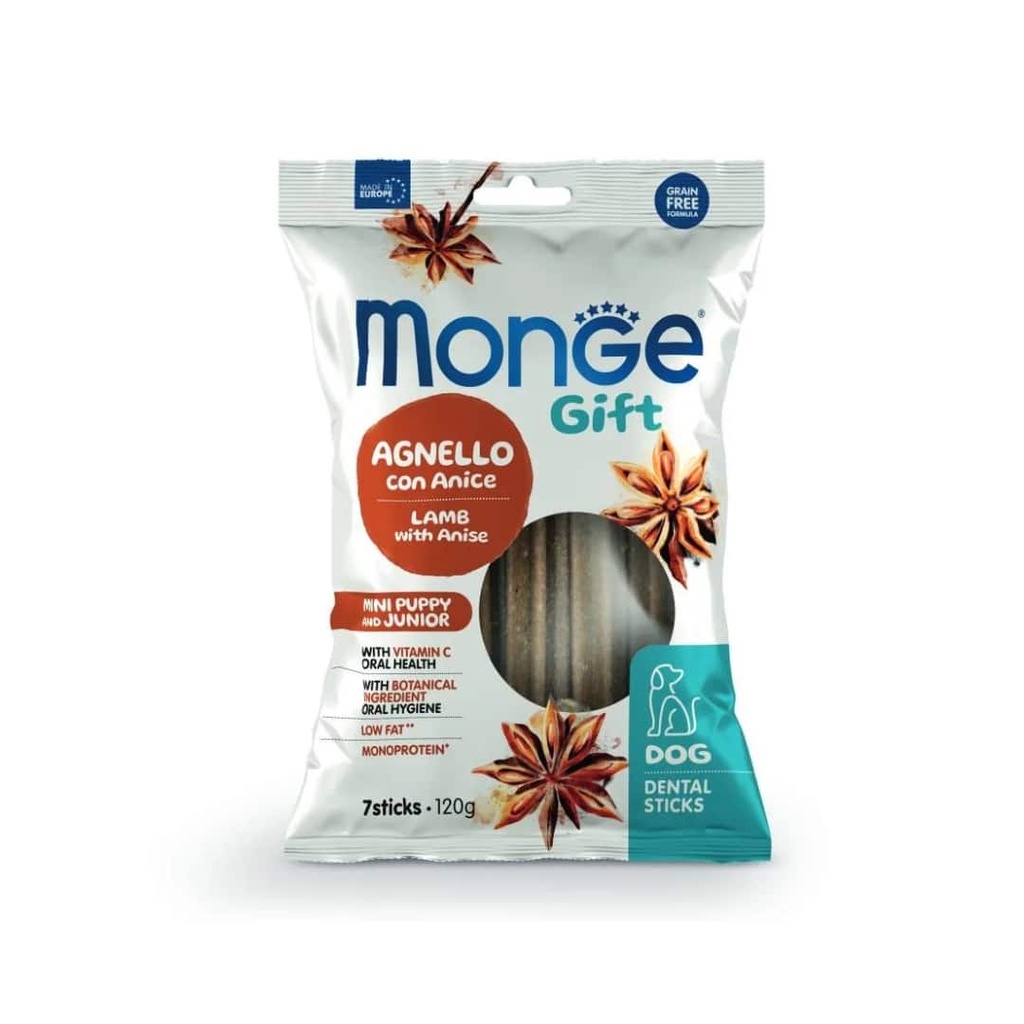 Monge Gift Dental Sticks Mini Puppy Dog – Cordero y Anís 120 Gr