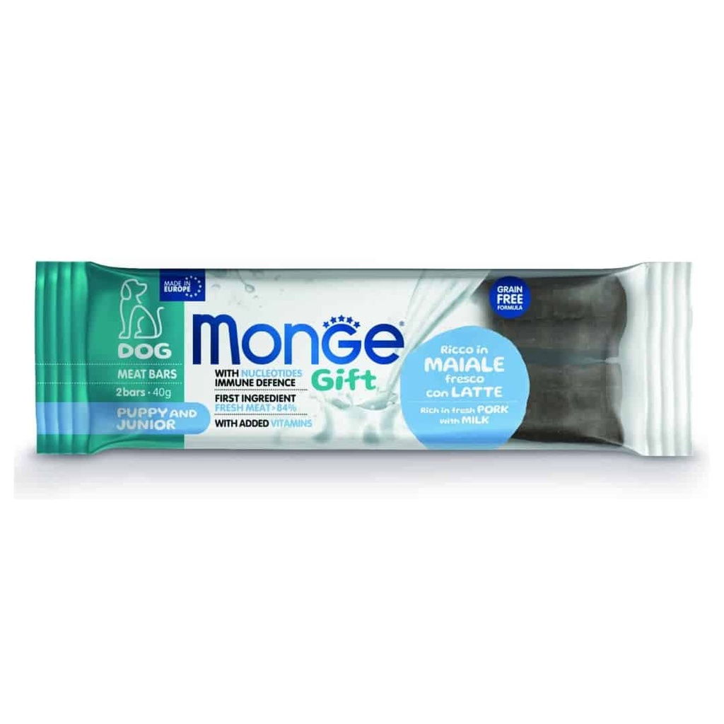 Monge Gift Meat Bars Puppy and Junior – Cerdo y Leche 40 Gr