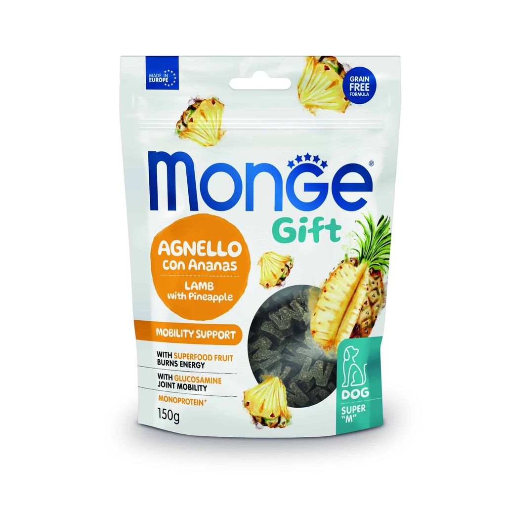Monge Gift Super ”M” Mobility Support Dog Adult – Cordero y Piña 150 Gr