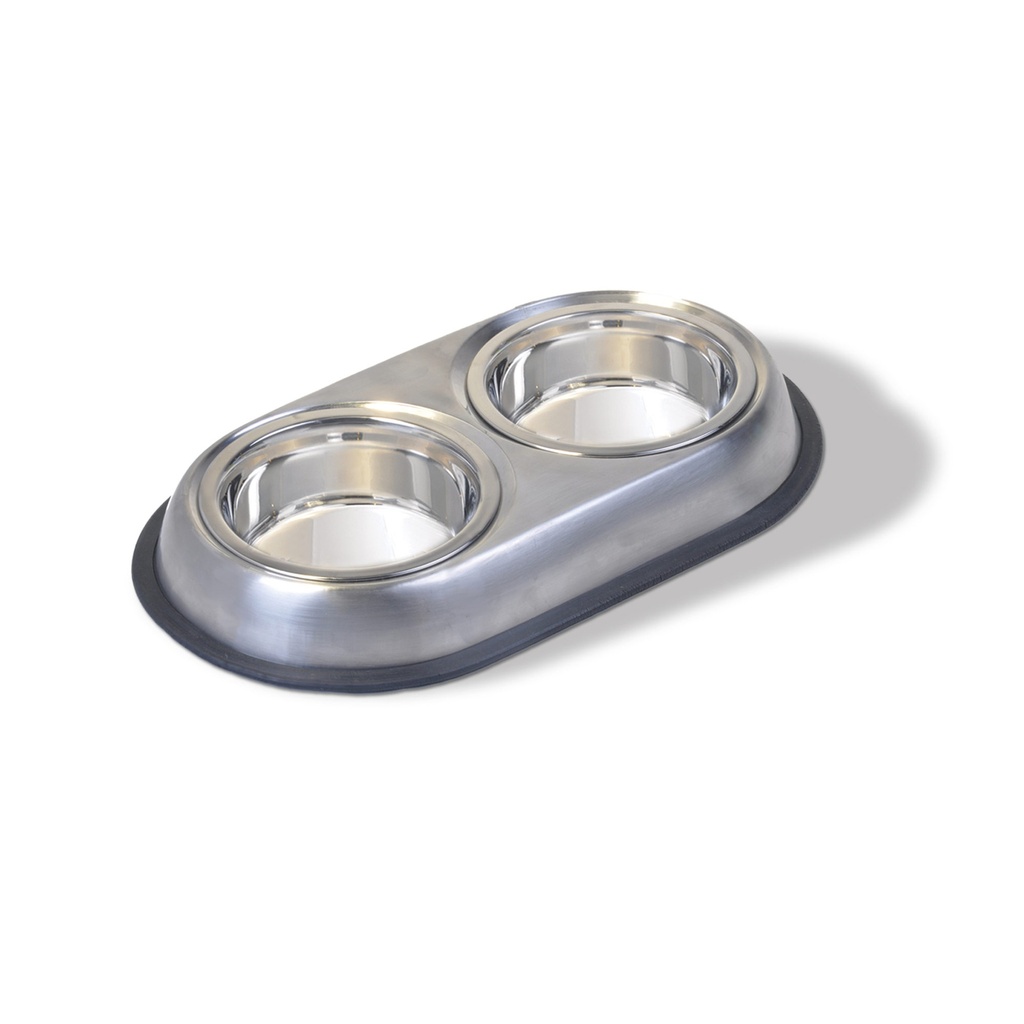 Plato Doble De Acero Con Aro De Caucho Stainless Vanness - 16 OZ