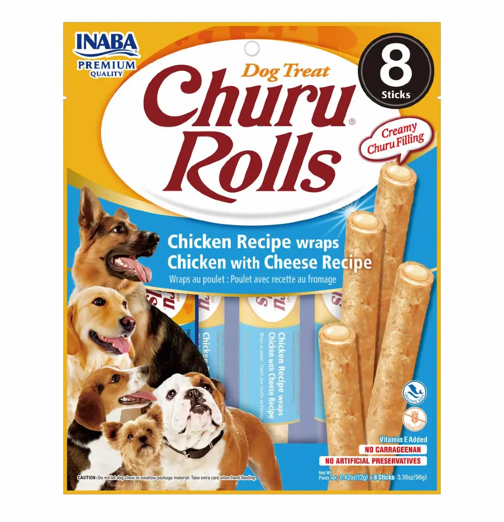 Churu Rolls For Dog Recipe Wraps Chicken With Cheese 12 Gr x 8 Unidad