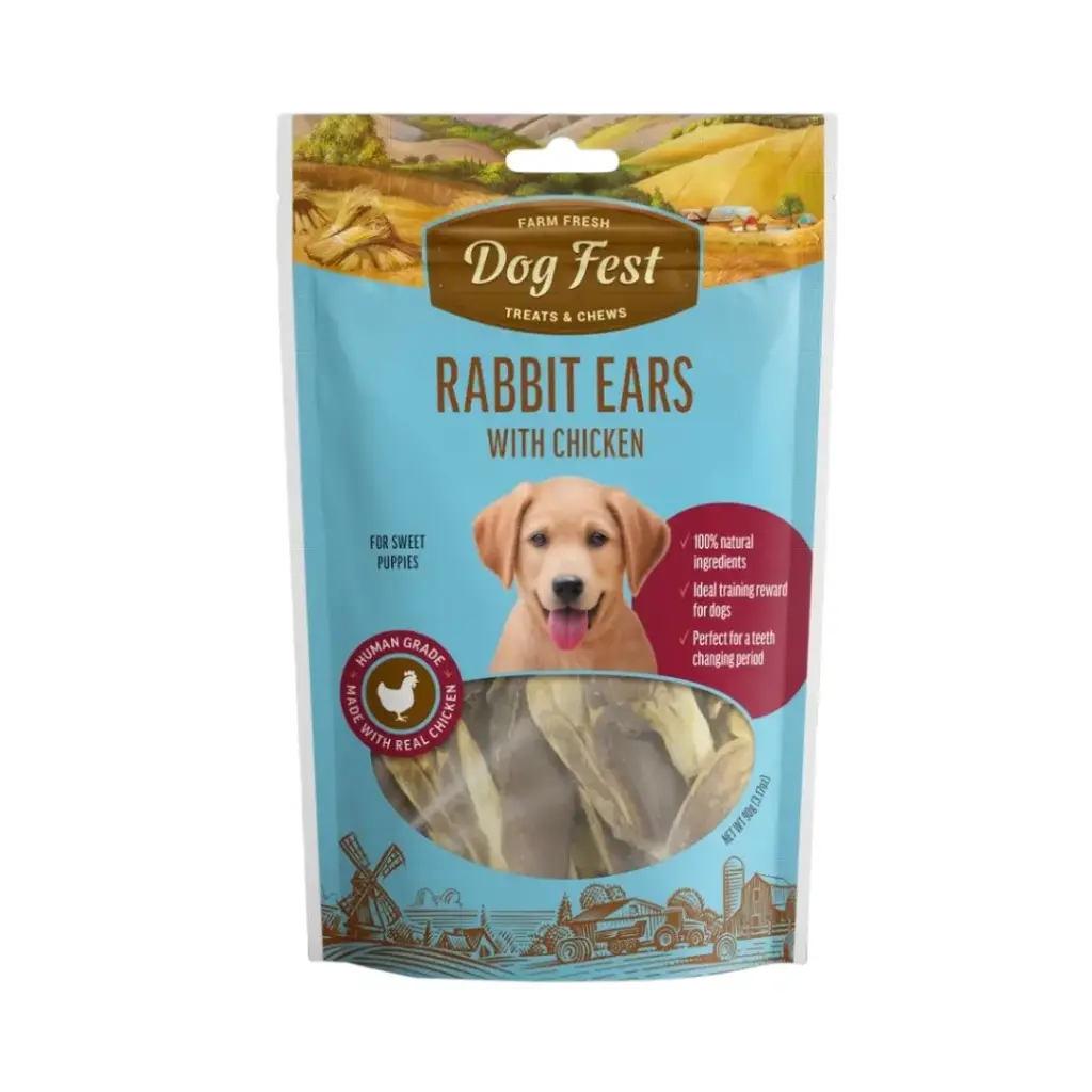 Dog Fest Puppy Treats & Chews Rabbit Ear With Chicken