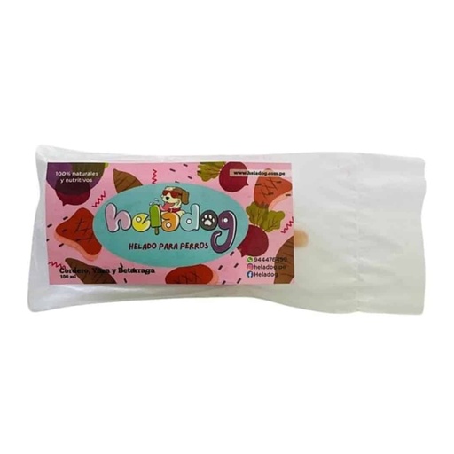 Heladog helado sabor cordero con yuca y betarraga