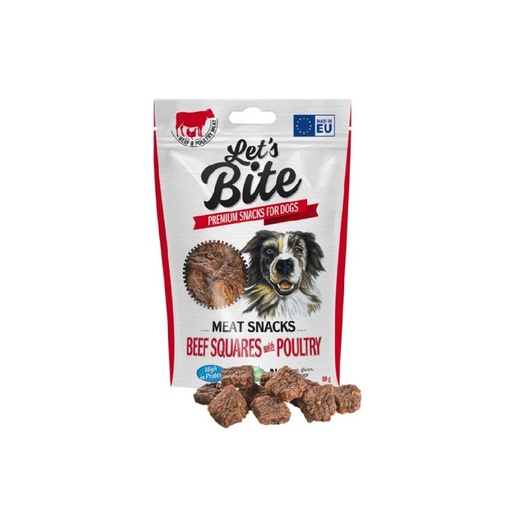 [MV003165] Let’s Bite Meat Snacks Beef Squares with Poultry