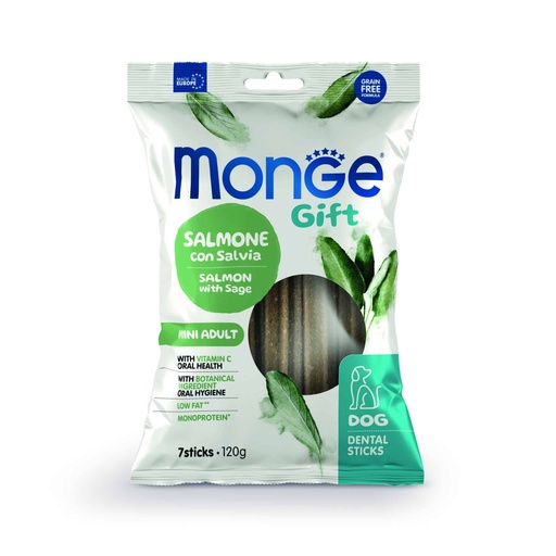 [MV003597] Monge Gift Dental Sticks Dog Mini Adult  Salmón y Salvia 120 Gr