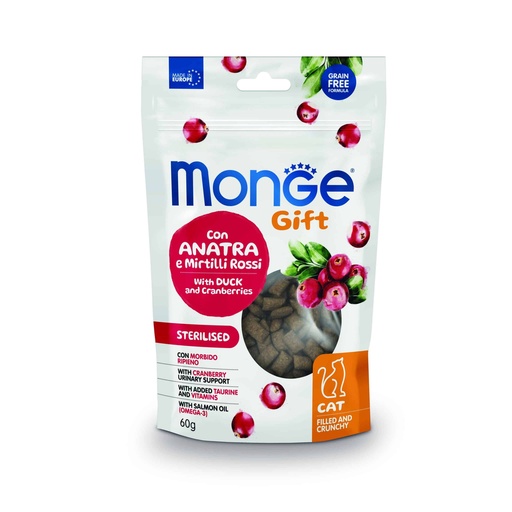 [MV003631] Monge Gift Filled and Crunchy Cat Sterilized - Pato y Arandanos