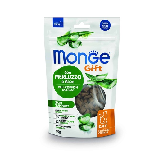 [MV003629] Monge Gift Filled and Crunchy Skin Support Cat Adult - Bacalao y Aloe