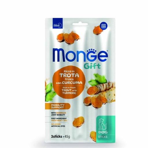 [MV003615] Monge Gift Sticks Mobility Support Dog Adult – Trucha y Curcuma 450 Gr