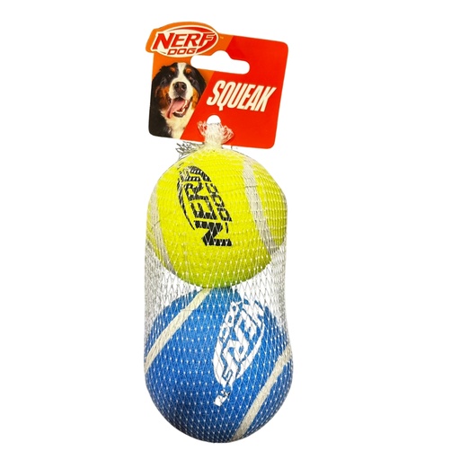 [MV004681] Nerf Dog Squeak Tennis Ball 2 pack Blue/Yellow