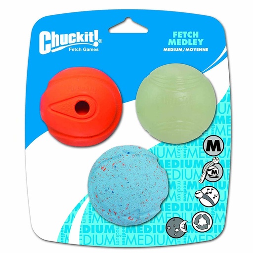 [MV000245] PACK PELOTAS FETCH MEDLEY CHUCKIT! (MEDIUM -3 UNIDADES)