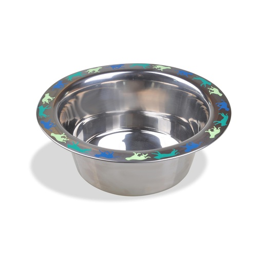 [MV000284] PLATO DE ACERO MEDIANO C/BORDE DECORADO 32 OZ