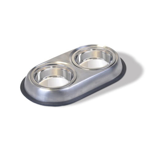[MV000288] Plato Doble De Acero Con Aro De Caucho Stainless Vanness - 16 OZ
