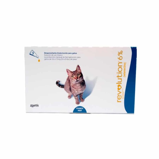 [MV000382] Revolution 6 % X 0.75 Ml (Azul Felinos 2.6 - 7.5 Kg) X Pipeta