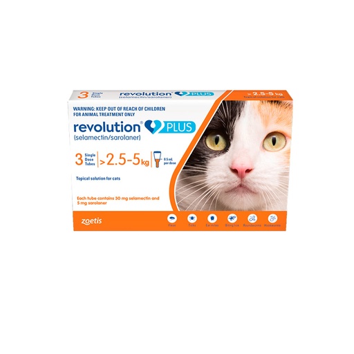 [MV001492] REVOLUTION PLUS 0.5 ML X 1 PIPETA (NARANJA FELINOS 2.5-5 KG)