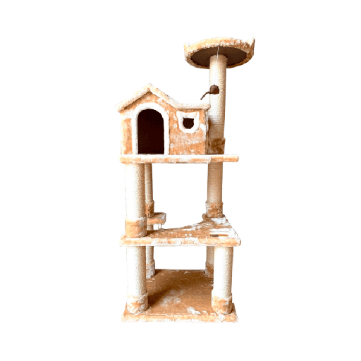 Claws and Paws Rascador para Gatos Casa + Plataforma 4 Pisos