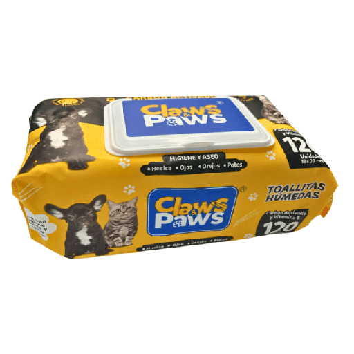 [MV003764] Claws and Paws Toallitas Humedas Carbón Activado x 120 unid