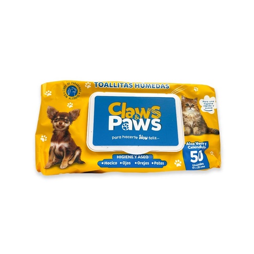 [MV000653] Claws and Paws Toallitas Humedas X 50 Unid