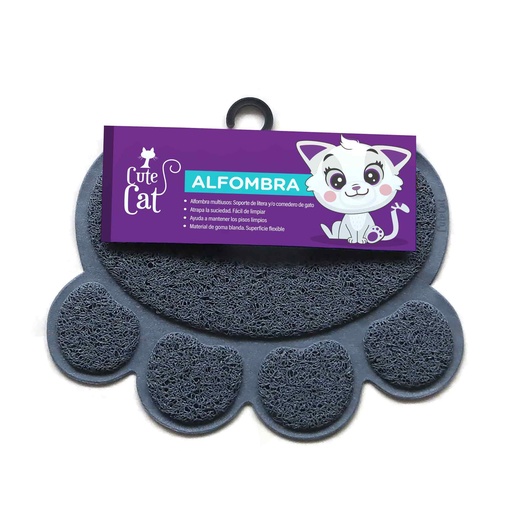 [MV000446] CUTE CAT ALFOMBRA GRIS HUELLA